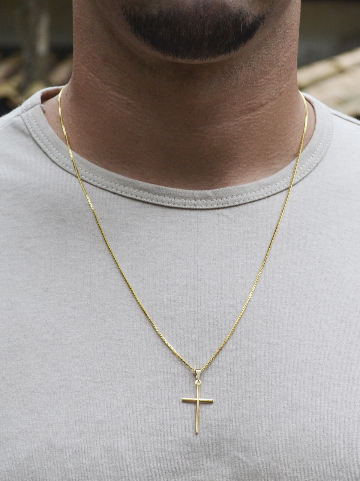 Corrente Cruz Tradicional - veneziana - banhado a ouro 18k