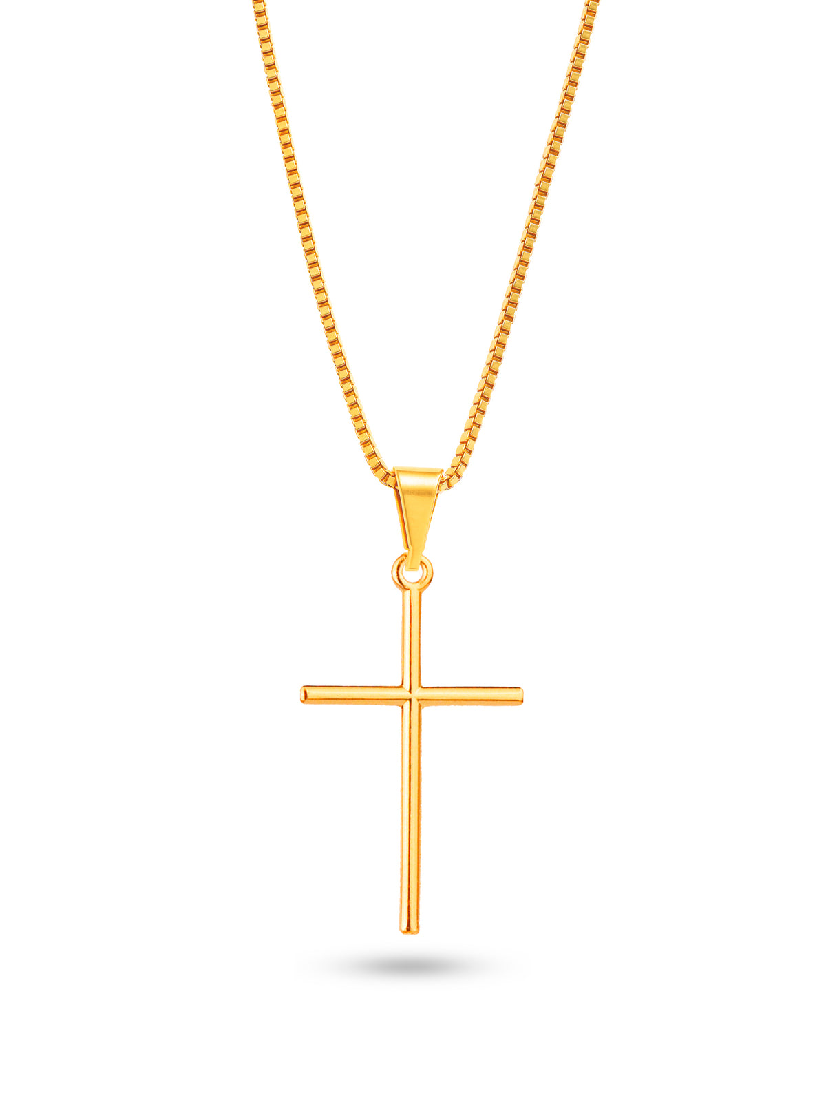 Corrente Cruz Tradicional - veneziana - banhado a ouro 18k