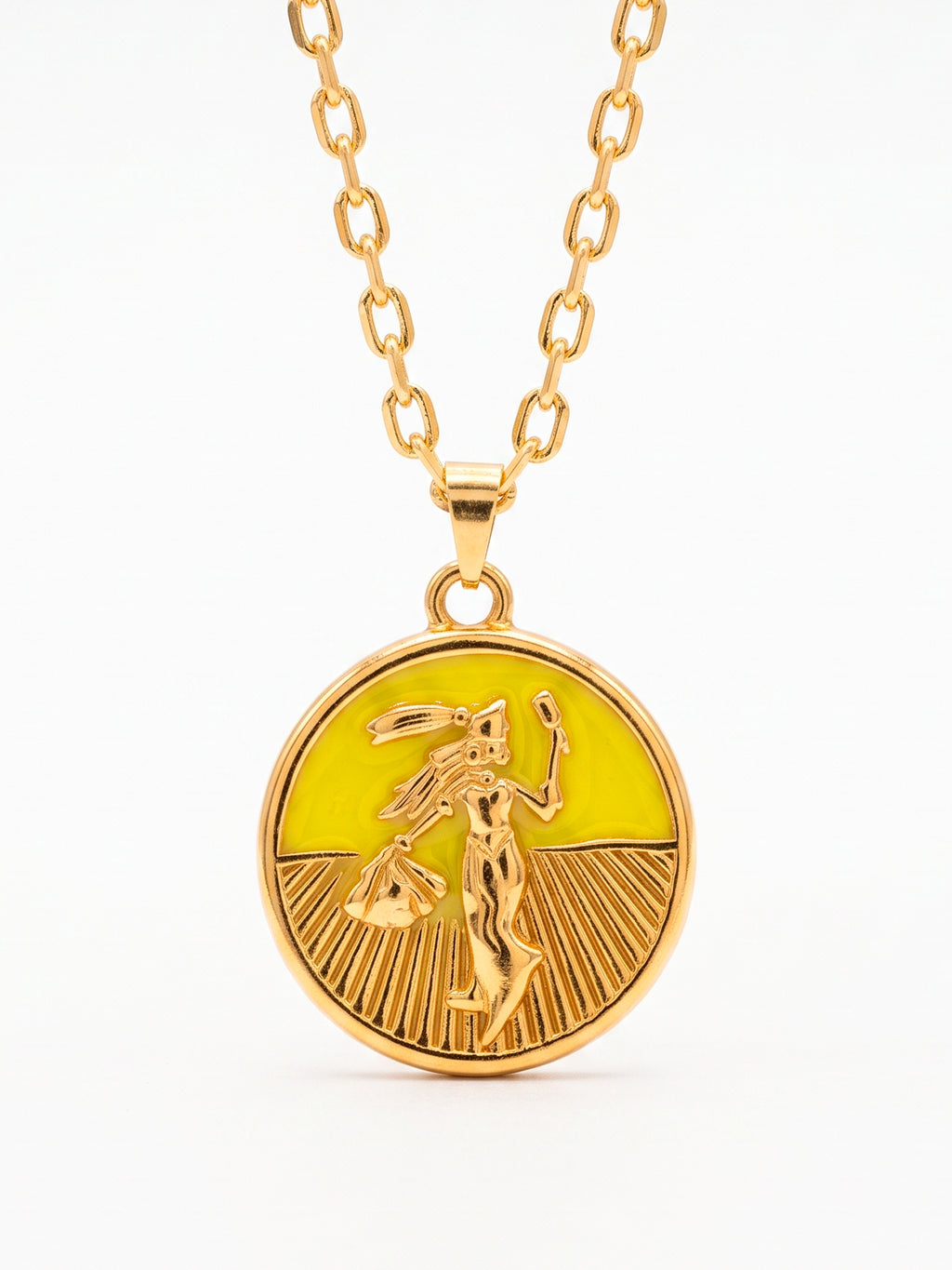 Corrente medalha Oxum amarelo - cadeado - banhado a ouro 18k