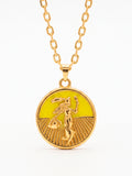 Corrente medalha Oxum amarelo - cadeado - banhado a ouro 18k