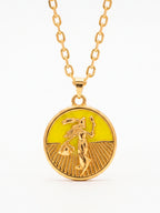 Corrente medalha Oxum amarelo - cadeado - banhado a ouro 18k