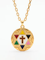 Corrente medalha Sete Linhas - cadeado - banhado a ouro 18k