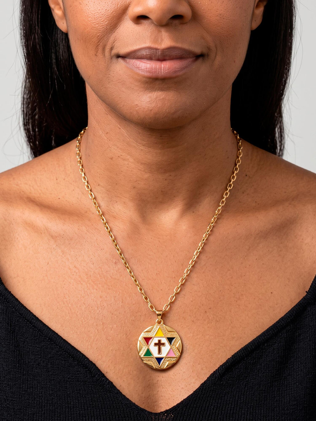 Corrente medalha Sete Linhas - cadeado - banhado a ouro 18k - foto 4