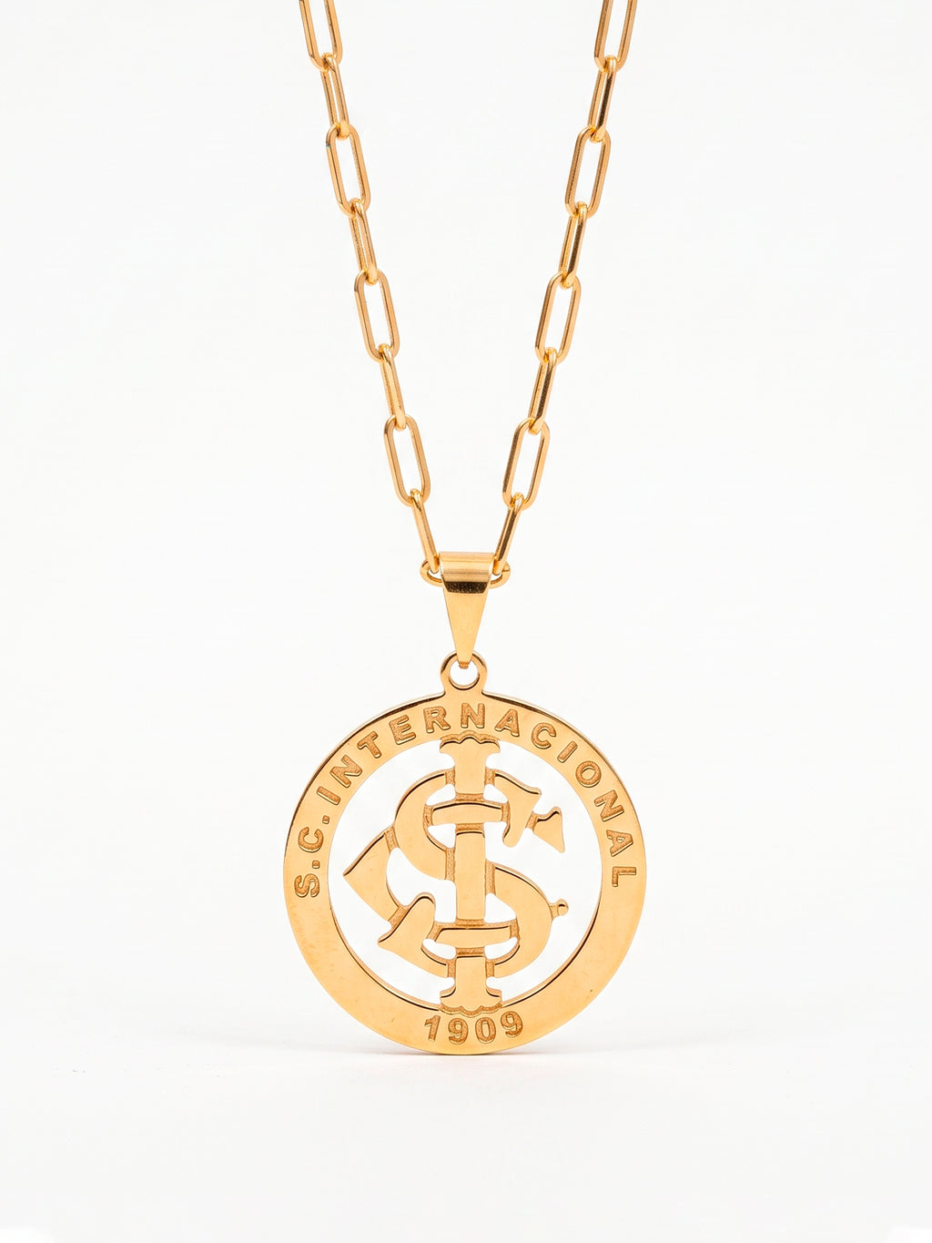 Corrente Internacional vazado - elo longo - banhado a ouro 18k