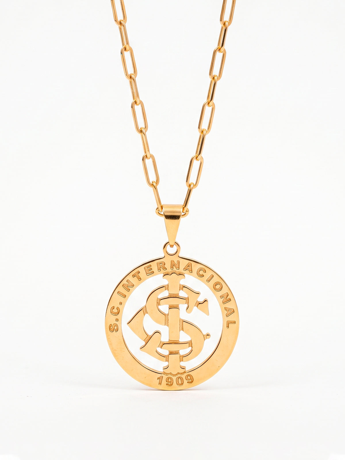 Corrente Internacional vazado - elo longo - banhado a ouro 18k