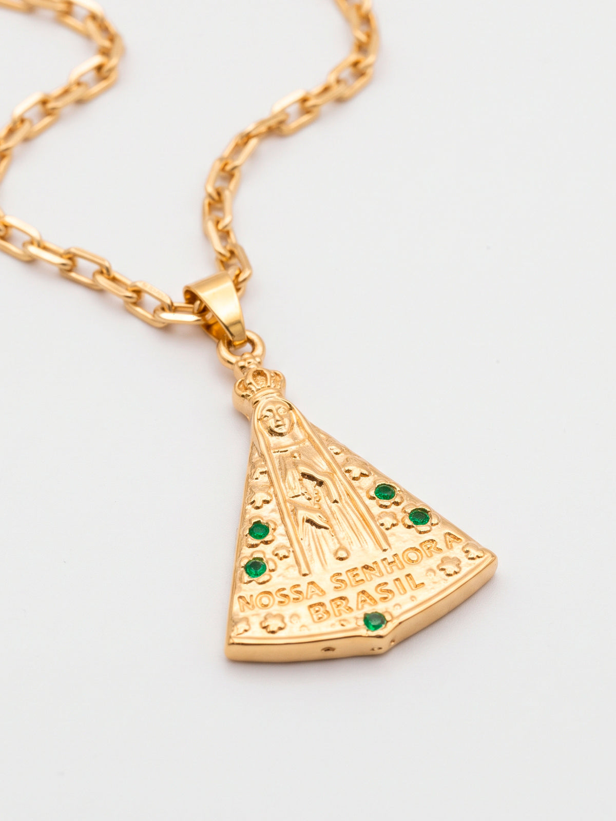 Corrente Nossa Senhora Aparecida do Brasil - cadeado - banhado a ouro 18k - foto 2