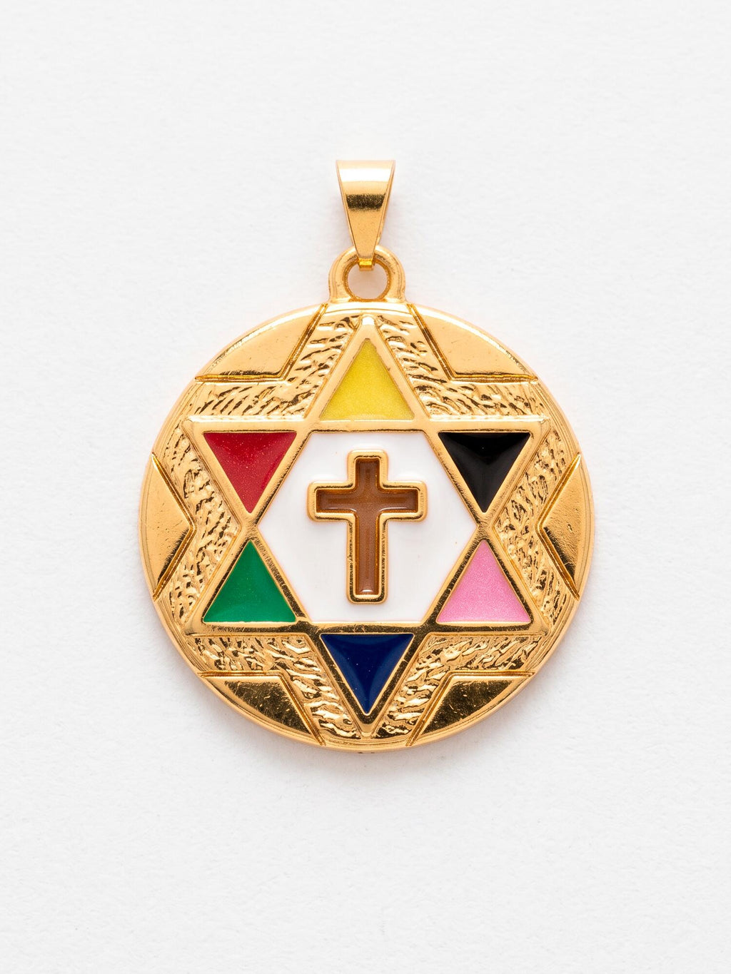 Pingente medalha Sete Linhas 3,0 x 3,0 cm - banhado a ouro 18k