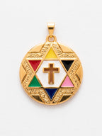 Pingente medalha Sete Linhas 3,0 x 3,0 cm - banhado a ouro 18k