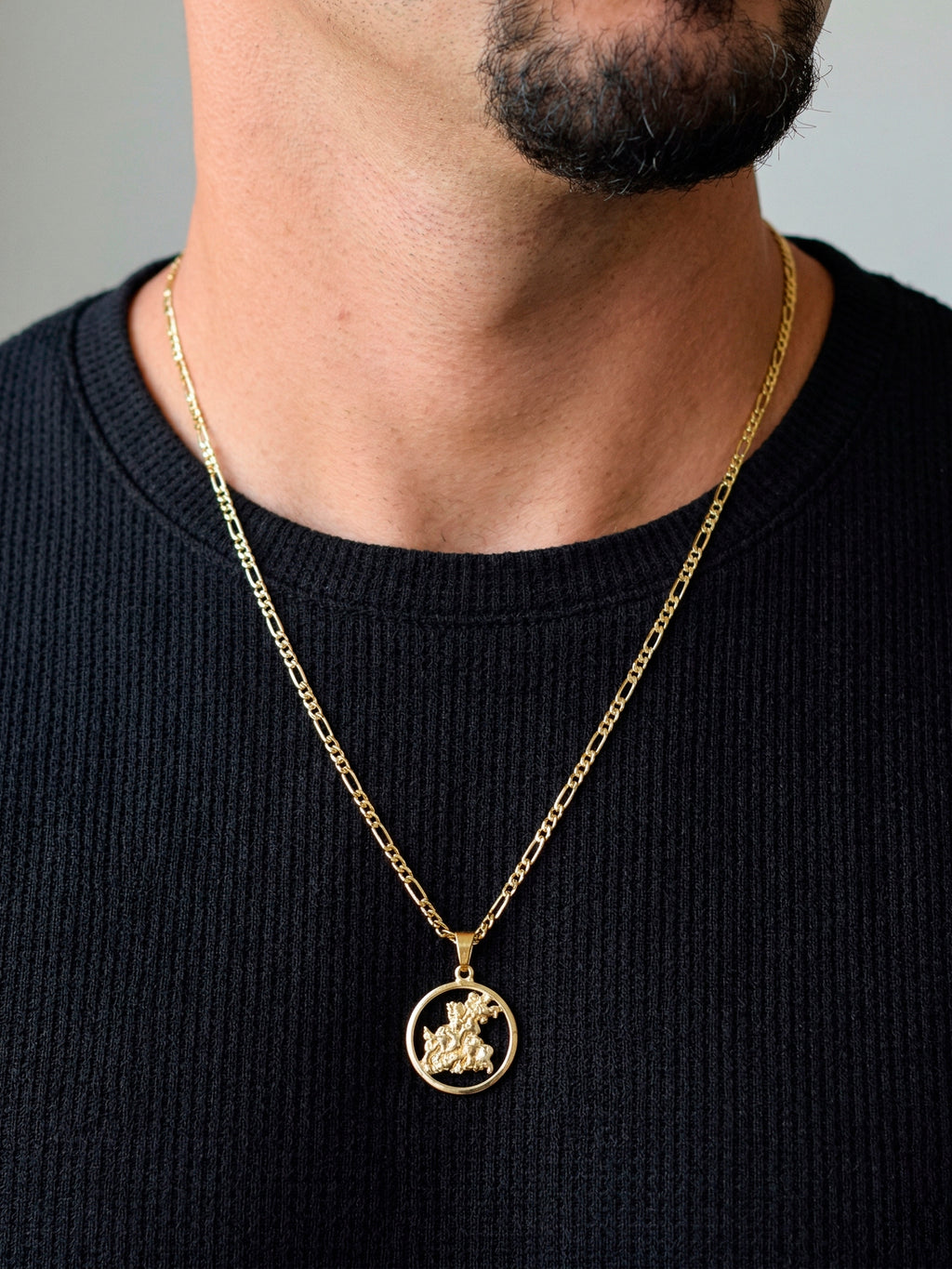 Pingente Medalha de São Jorge - banhado a ouro 18k
