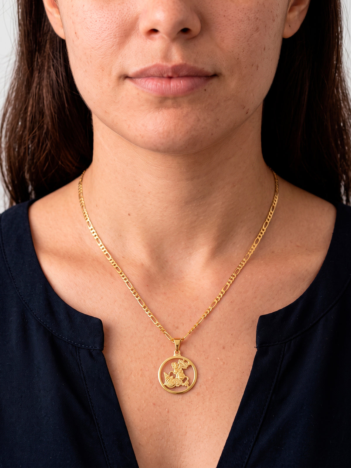 Corrente Medalha de São Jorge - 3 por 1 - banhado a ouro 18k