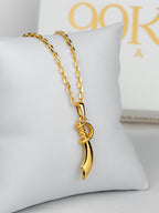 Corrente Espada de Iansã G - cadeado - banhado a ouro 18k - foto 4