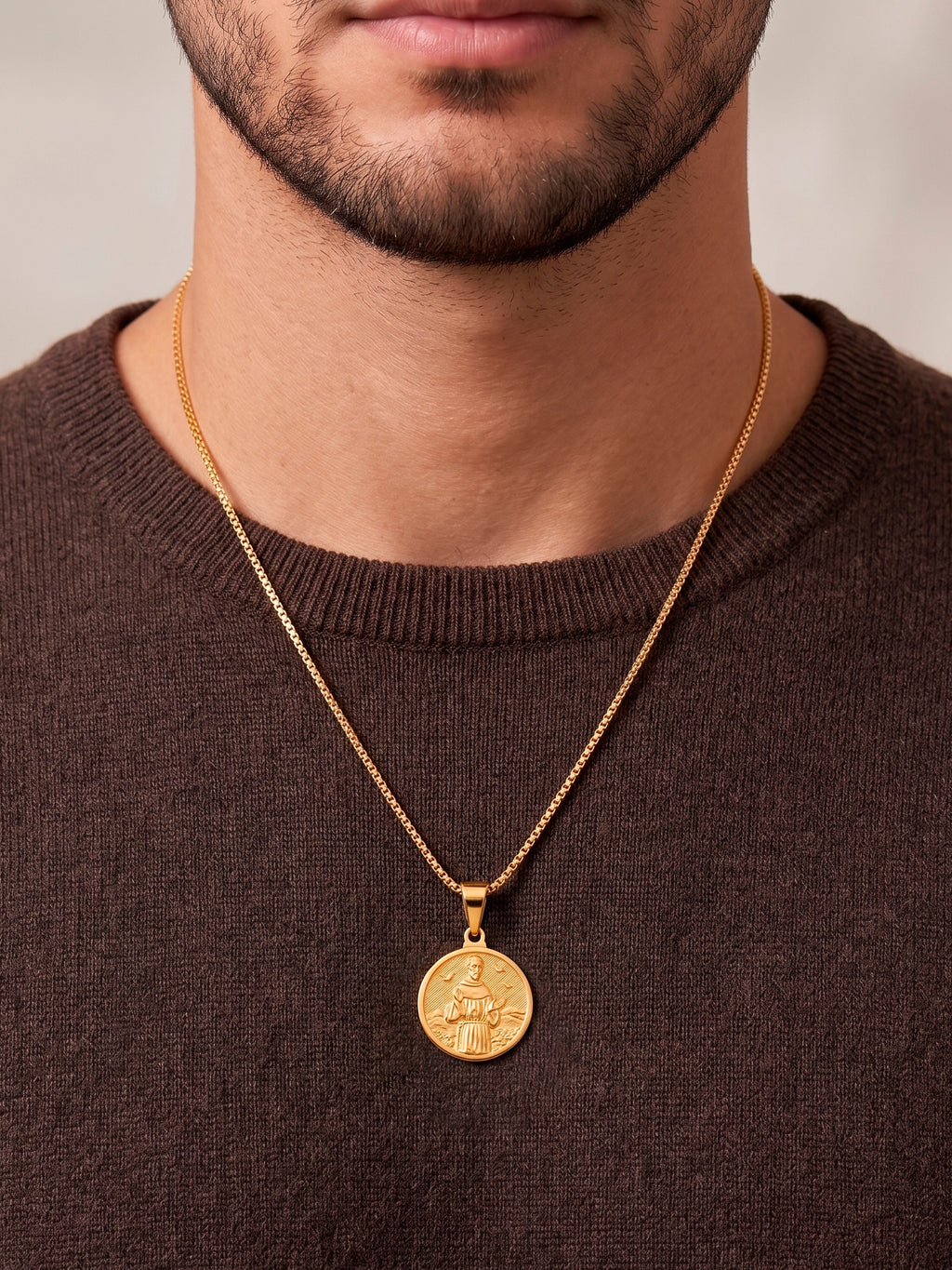 Corrente medalha São Francisco de Assis - veneziana - banhado a ouro 18k - foto 3