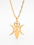 Corrente triluna Wicca - elo longo - banhado a ouro 18k