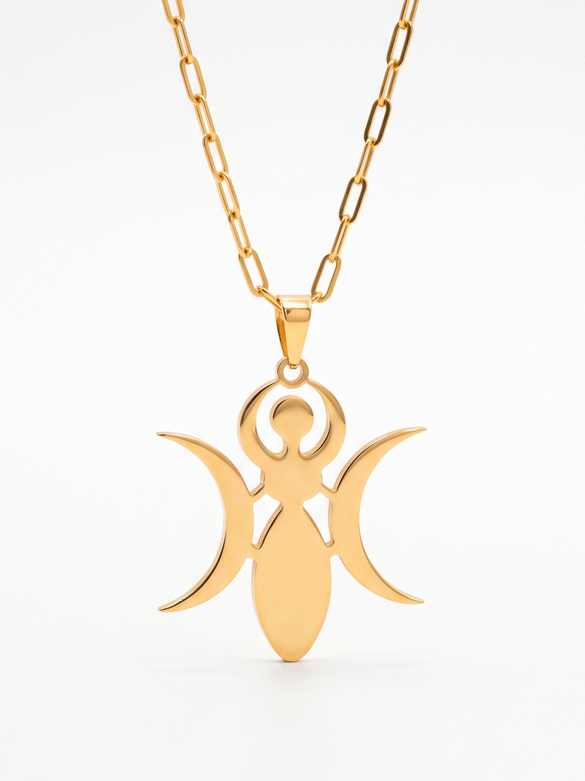 Corrente triluna Wicca - elo longo - banhado a ouro 18k