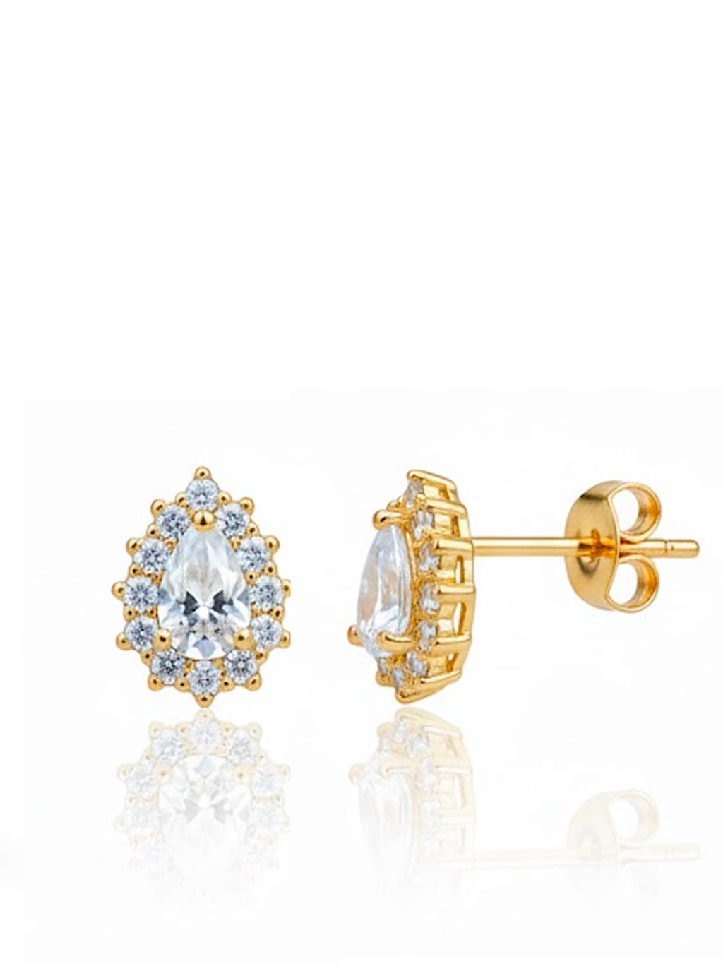 Brinco mini gota cravejado - banhado a ouro 18k