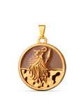 Pingente medalha Omolú marrom - banhado a ouro 18k