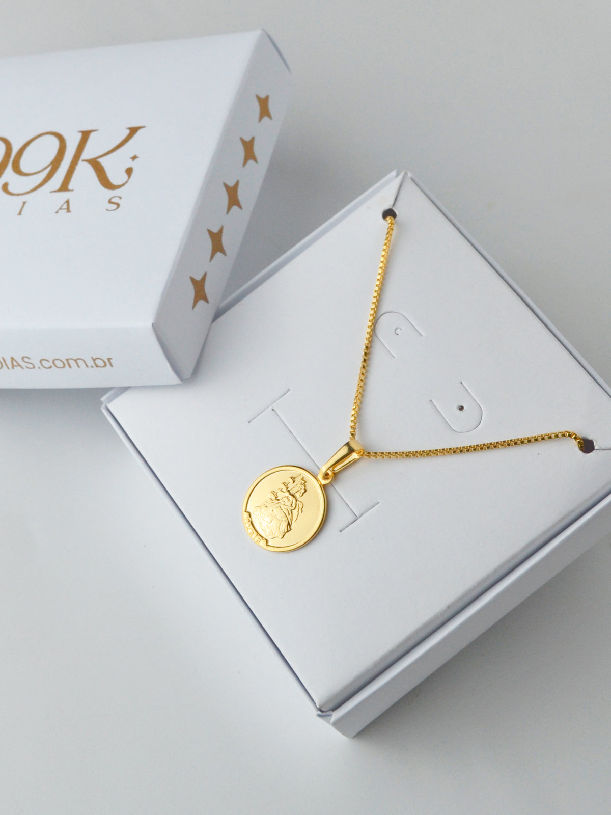 Corrente medalha Oxalá - veneziana - banhado  a ouro 18k - foto 3