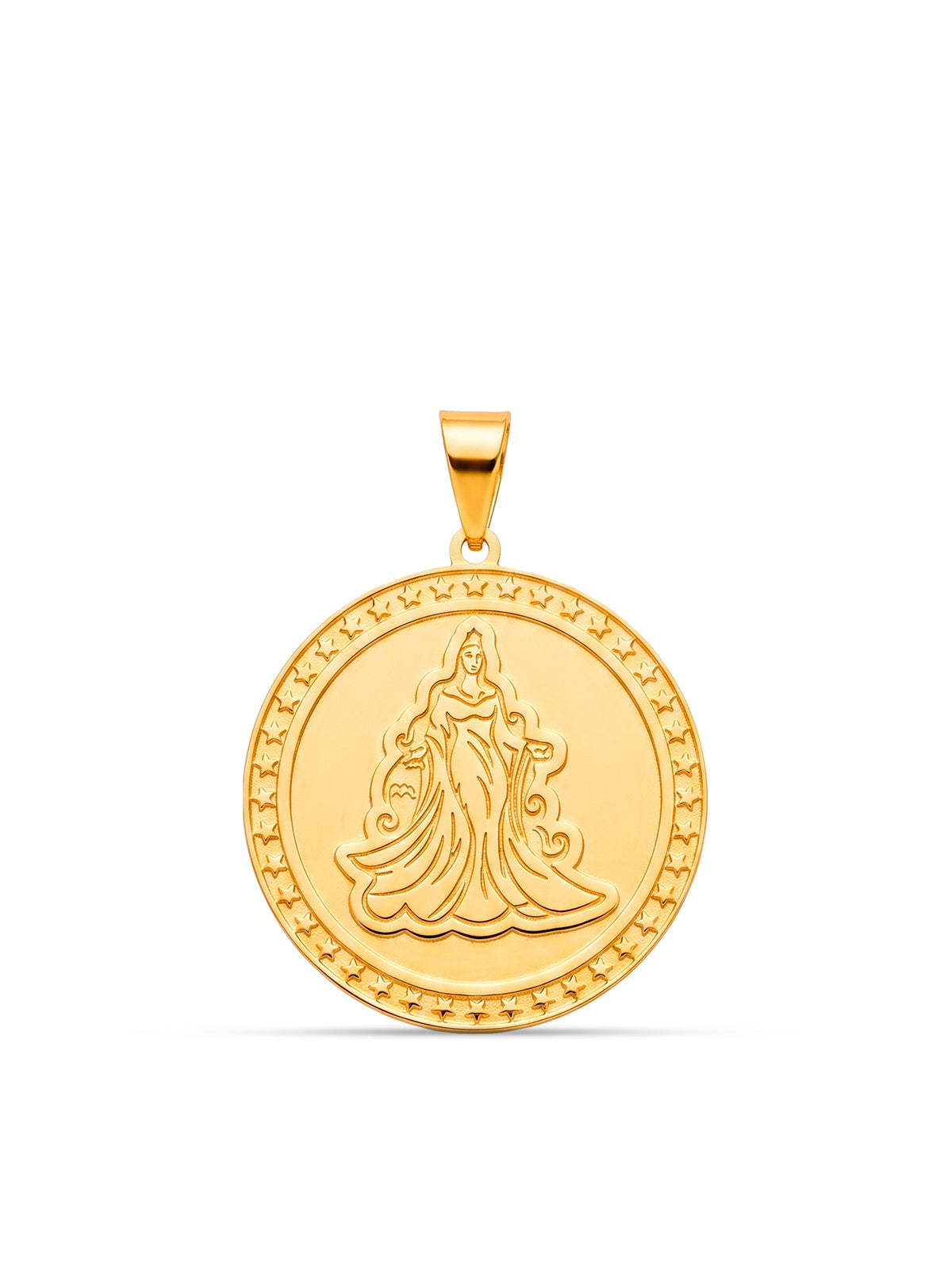Pingente medalha Iemanjá 3D - banhado a ouro 18k