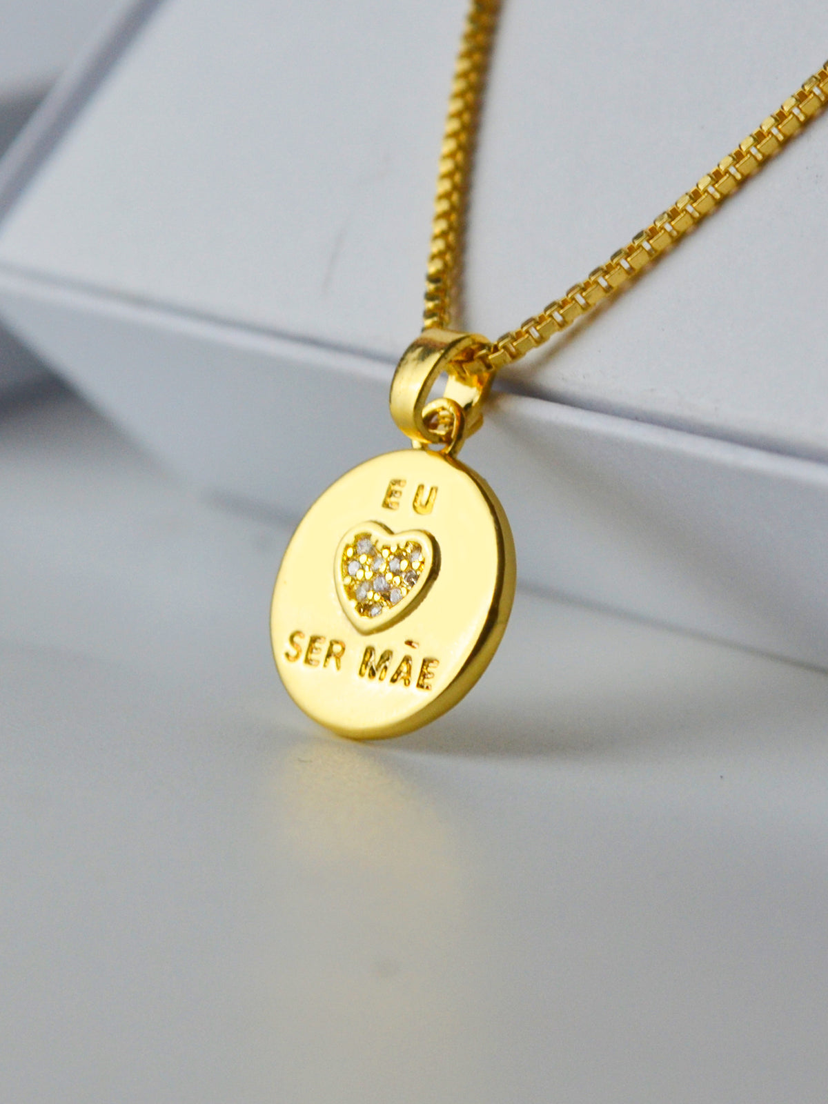 Corrente Eu Amo Ser Mãe - veneziana - banhado a ouro 18k - foto 3