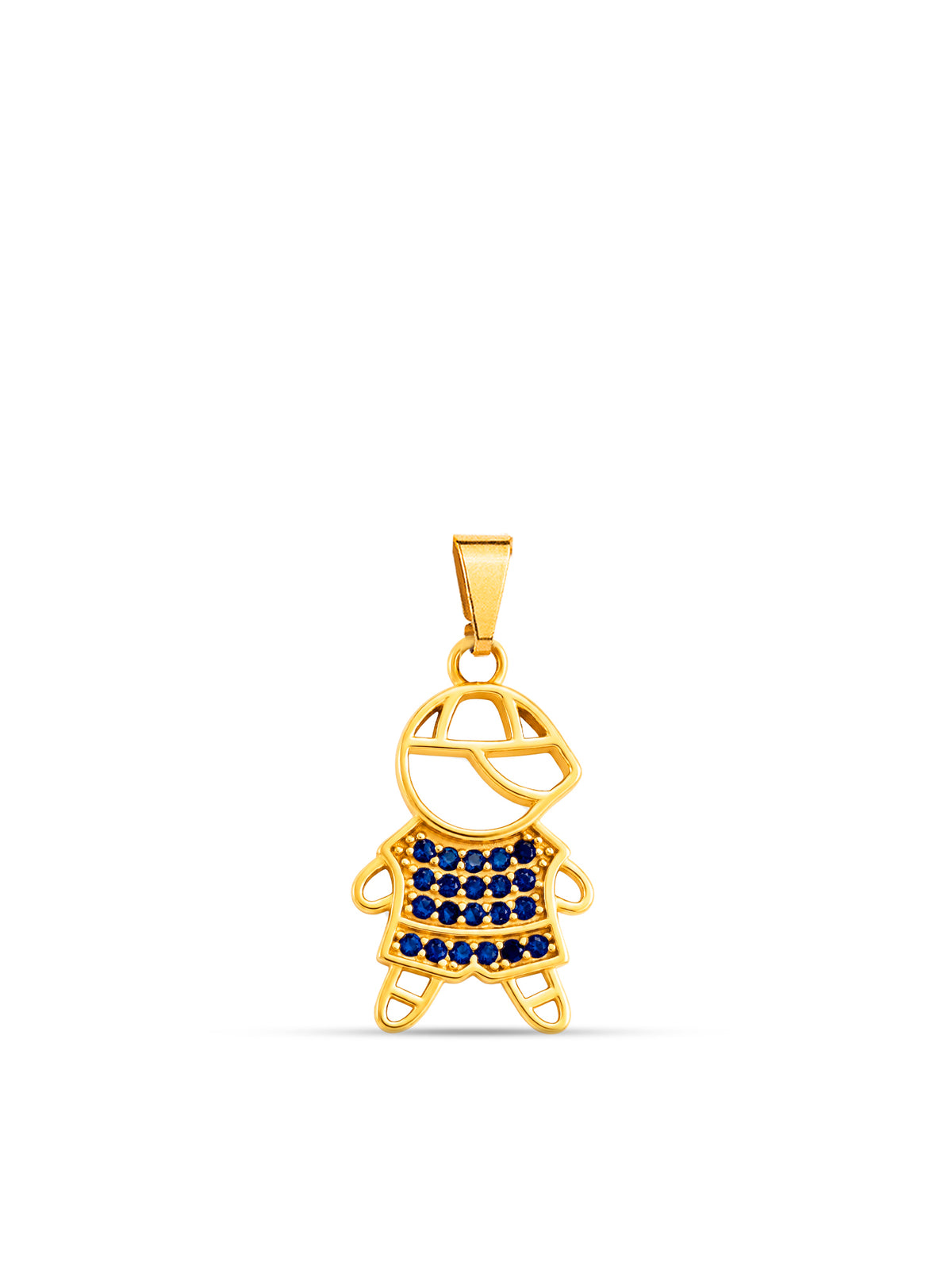 Pingente menino azul cravejado - banhado a ouro 18k