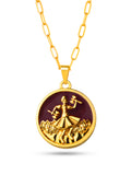 Corrente medalha Xangô marrom - elo longo - banhado a ouro 18k