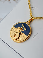 Corrente medalha Ogum azul - cadeado - banhado a ouro 18k - foto 4