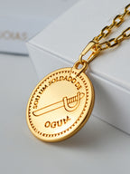 Pingente medalha Ogum azul - banhado a ouro 18k - foto 4