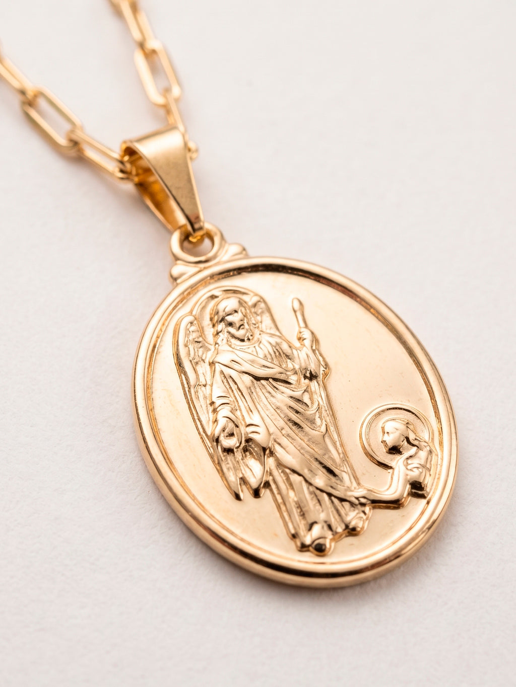 Corrente medalha anjo Rafael - elo longo - banhado a ouro 18k - foto 2