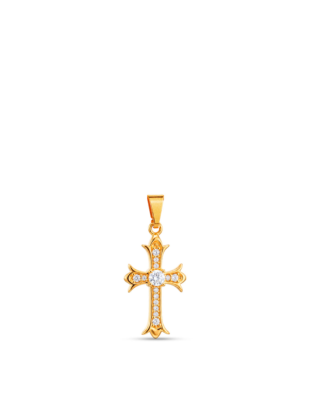 Pingente mini cruz cravejada - banhado a ouro 18k