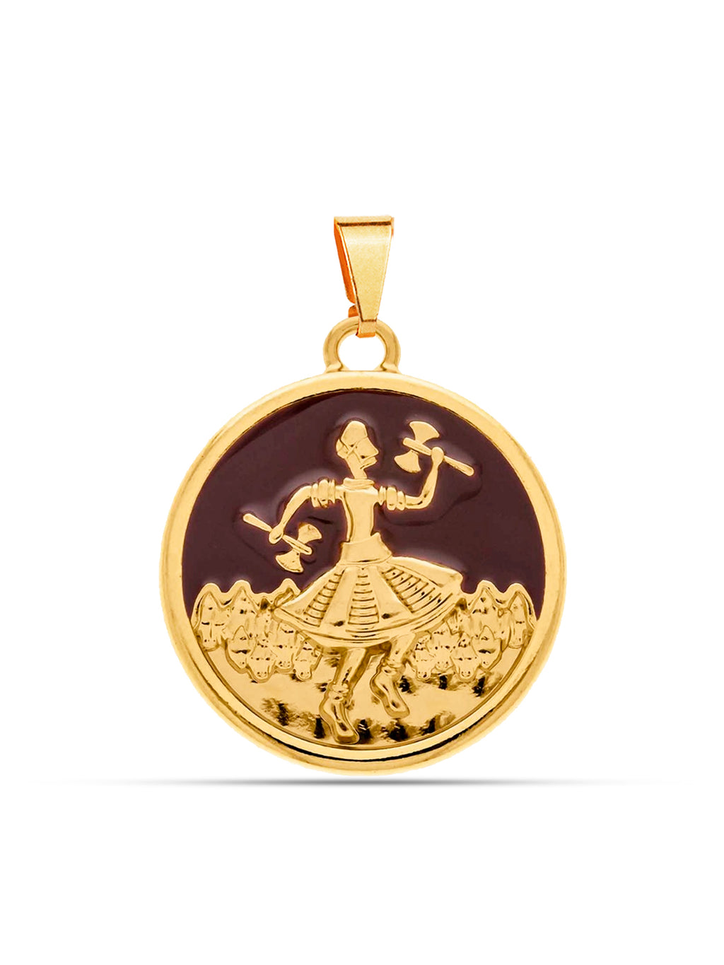 Pingente medalha Xangô marrom - banhado a ouro 18k