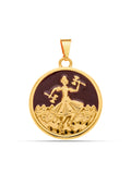 Pingente medalha Xangô marrom - banhado a ouro 18k