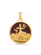 Pingente medalha Xangô marrom - banhado a ouro 18k