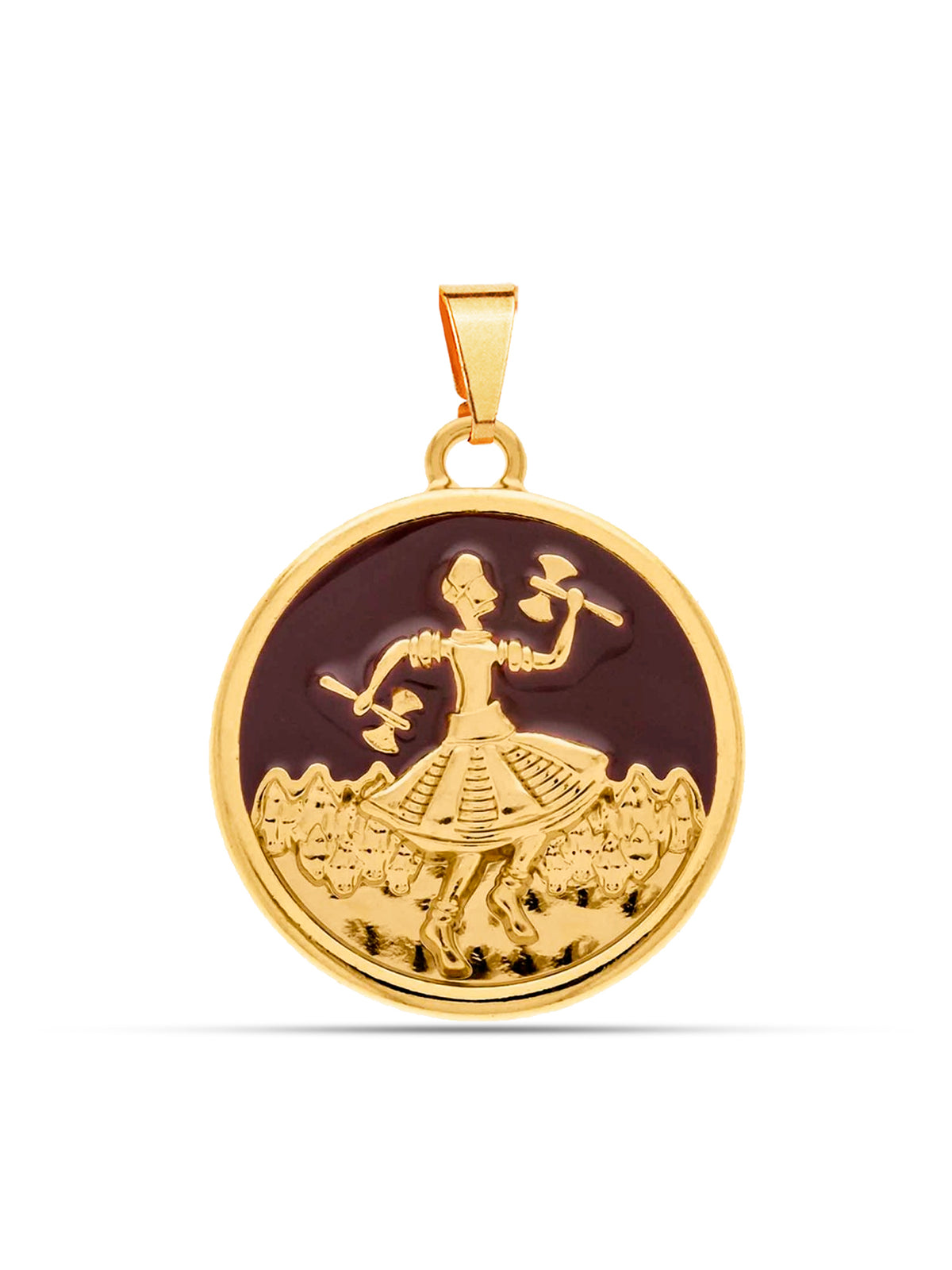 Pingente medalha Xangô marrom - banhado a ouro 18k