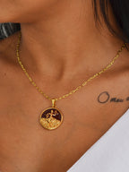 Corrente medalha Xangô marrom - elo longo - banhado a ouro 18k - foto 2
