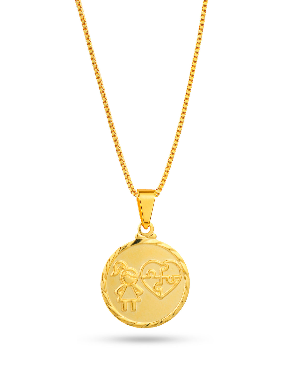 Corrente menina autismo - veneziana - banhado a ouro 18k