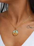 Pingente medalha Iemanjá azul - banhado a ouro 18k - foto 4