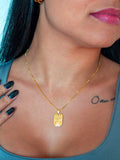 Corrente placa Nossa Senhora - veneziana - banhado a ouro 18k