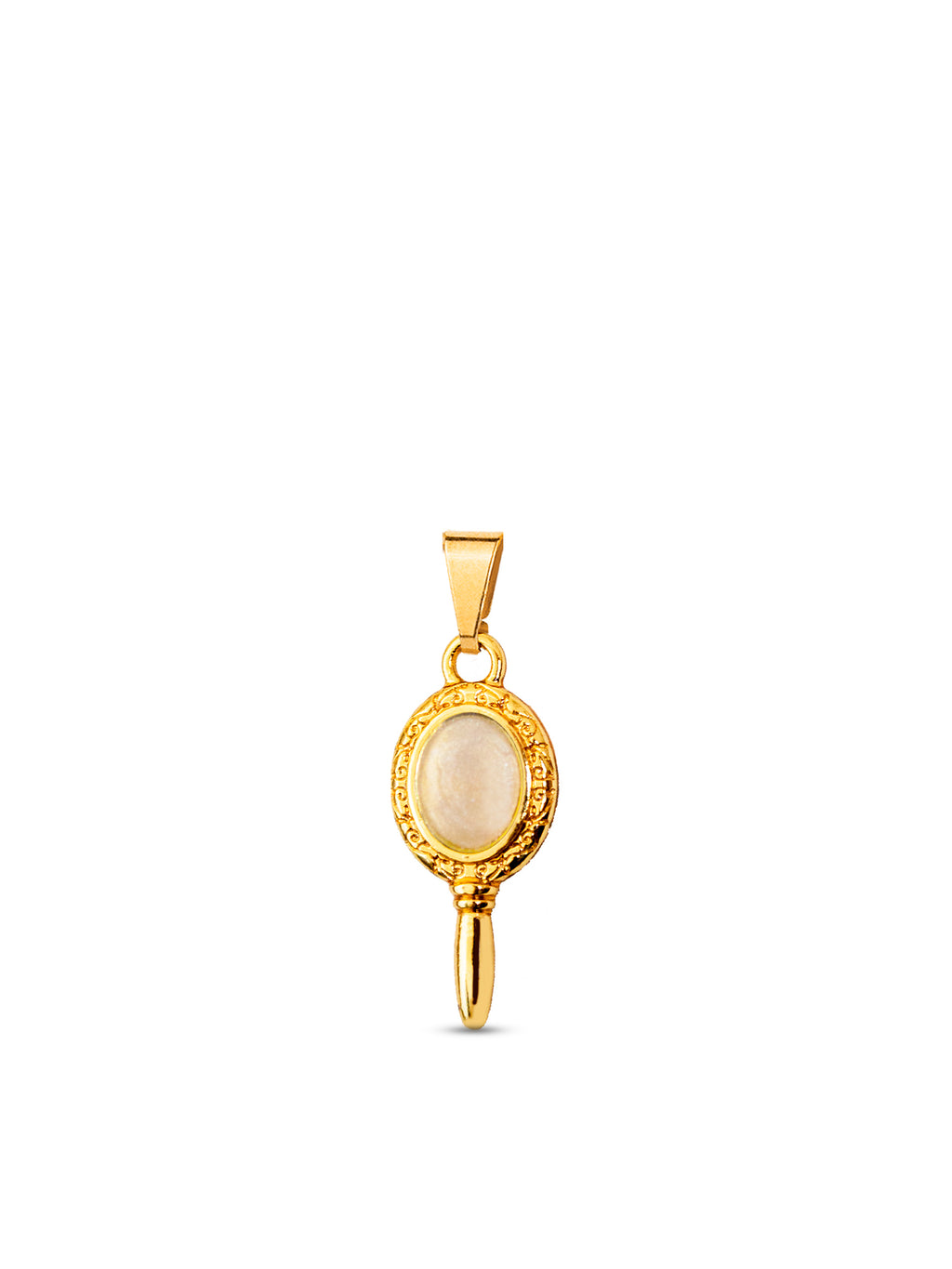 Pingente Espelho de Oxum Perolado - banhado a ouro 18k
