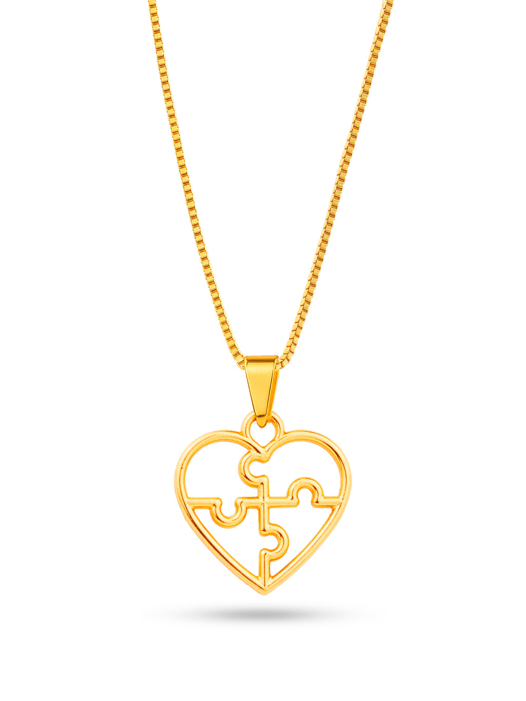 Corrente coração vazado autismo - veneziana - banhado a ouro 18k