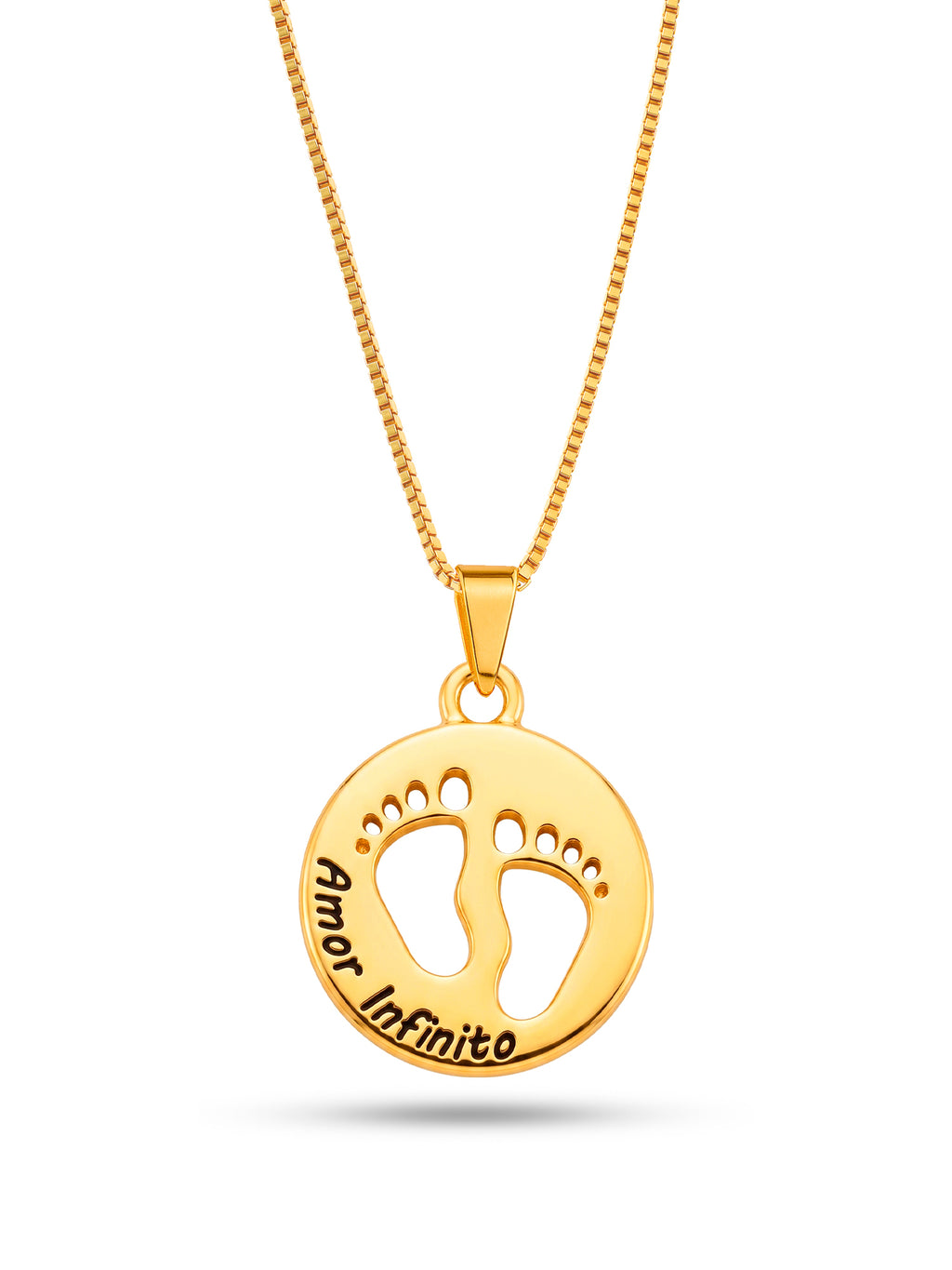 Corrente amor infinito pezinhos - veneziana - banhado a ouro 18k