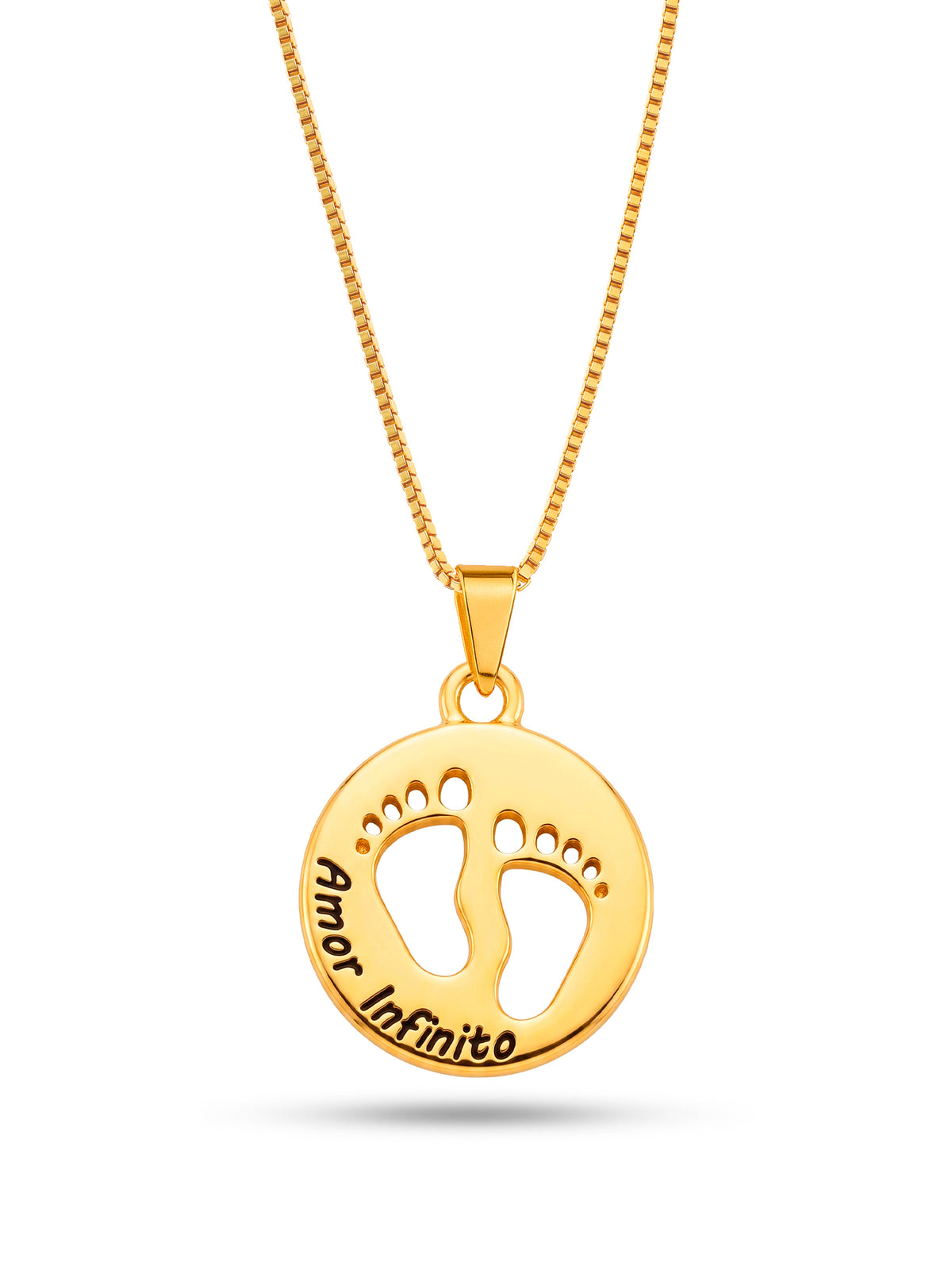 Corrente amor infinito pezinhos - veneziana - banhado a ouro 18k