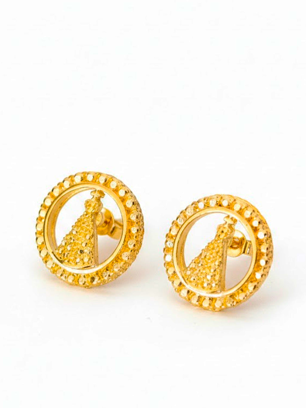 Brinco redondo Nossa Senhora - banhado a ouro 18k
