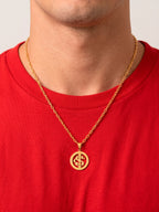 Corrente Internacional vazado - cadeado - banhado a ouro 18k - foto 4