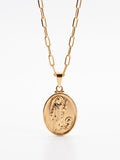 Corrente medalha anjo Rafael - elo longo - banhado a ouro 18k