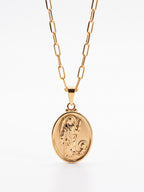 Corrente medalha anjo Rafael - elo longo - banhado a ouro 18k
