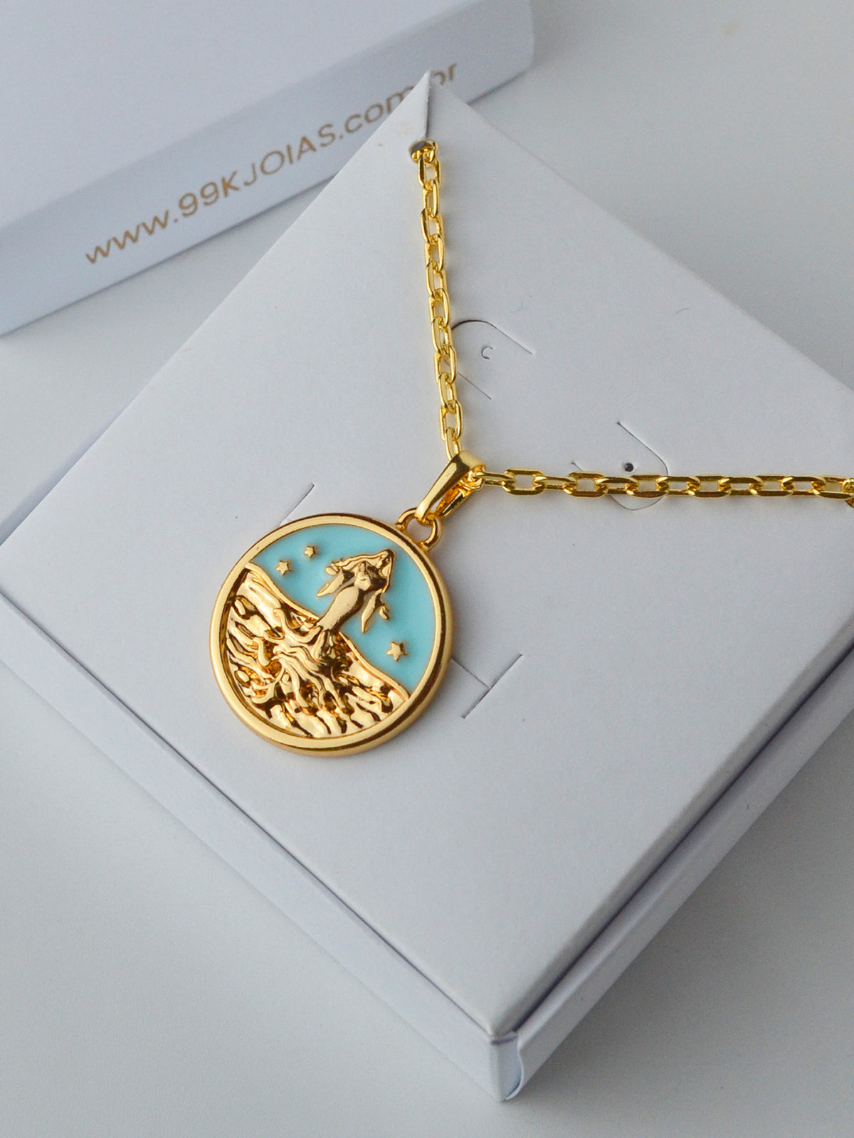 Pingente medalha Iemanjá azul - banhado a ouro 18k - foto 2