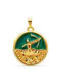 Pingente medalha Oxossi verde - banhado a ouro 18k
