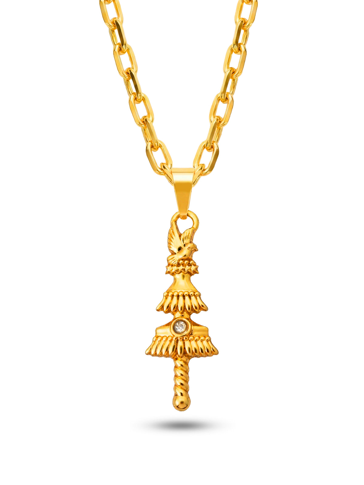 Corrente Opaxorô de Oxalá G - cadeado - banhado  a ouro 18k