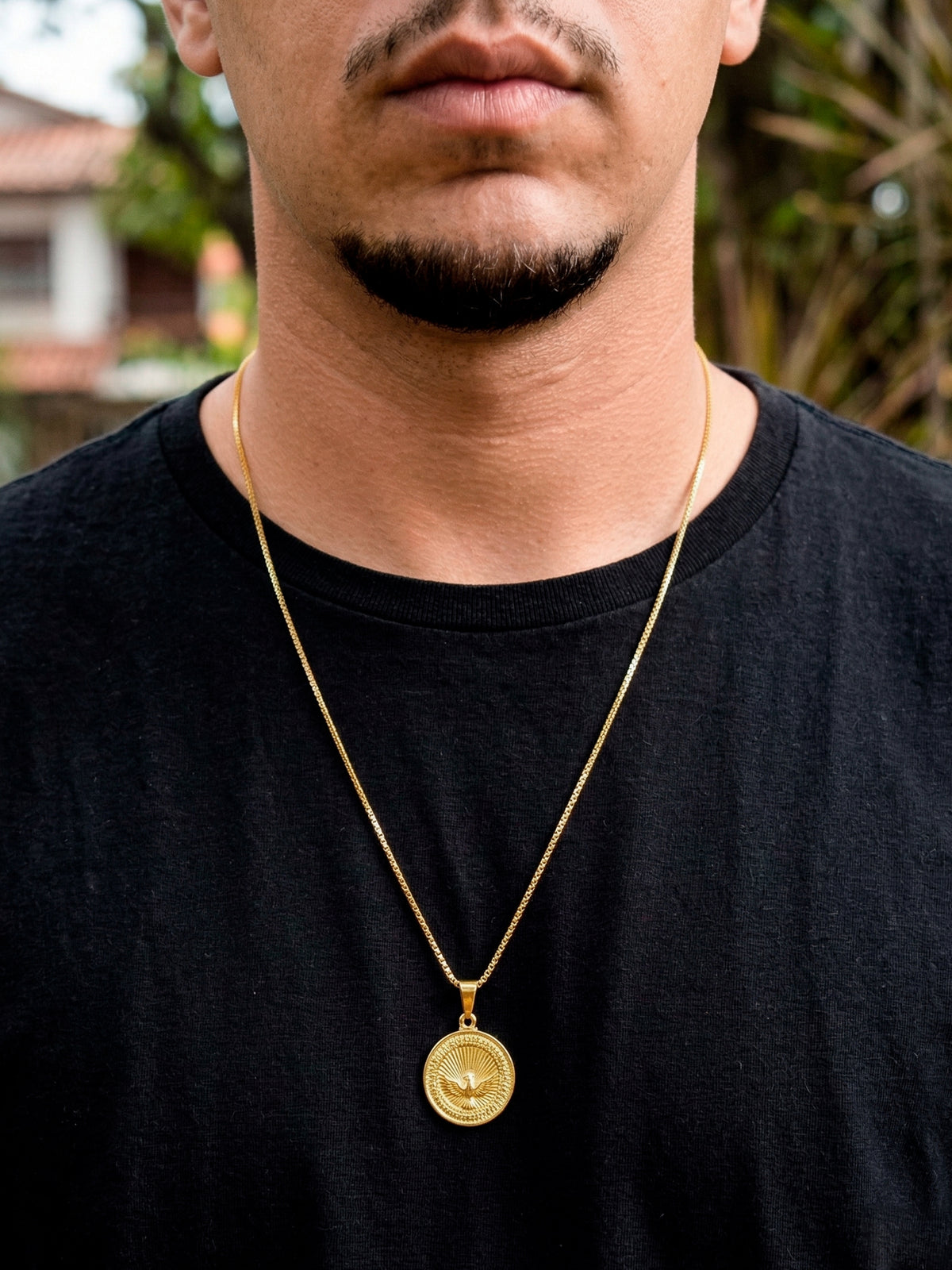 Corrente Medalha Espírito Santo - veneziana - banhado a ouro 18k - foto 2