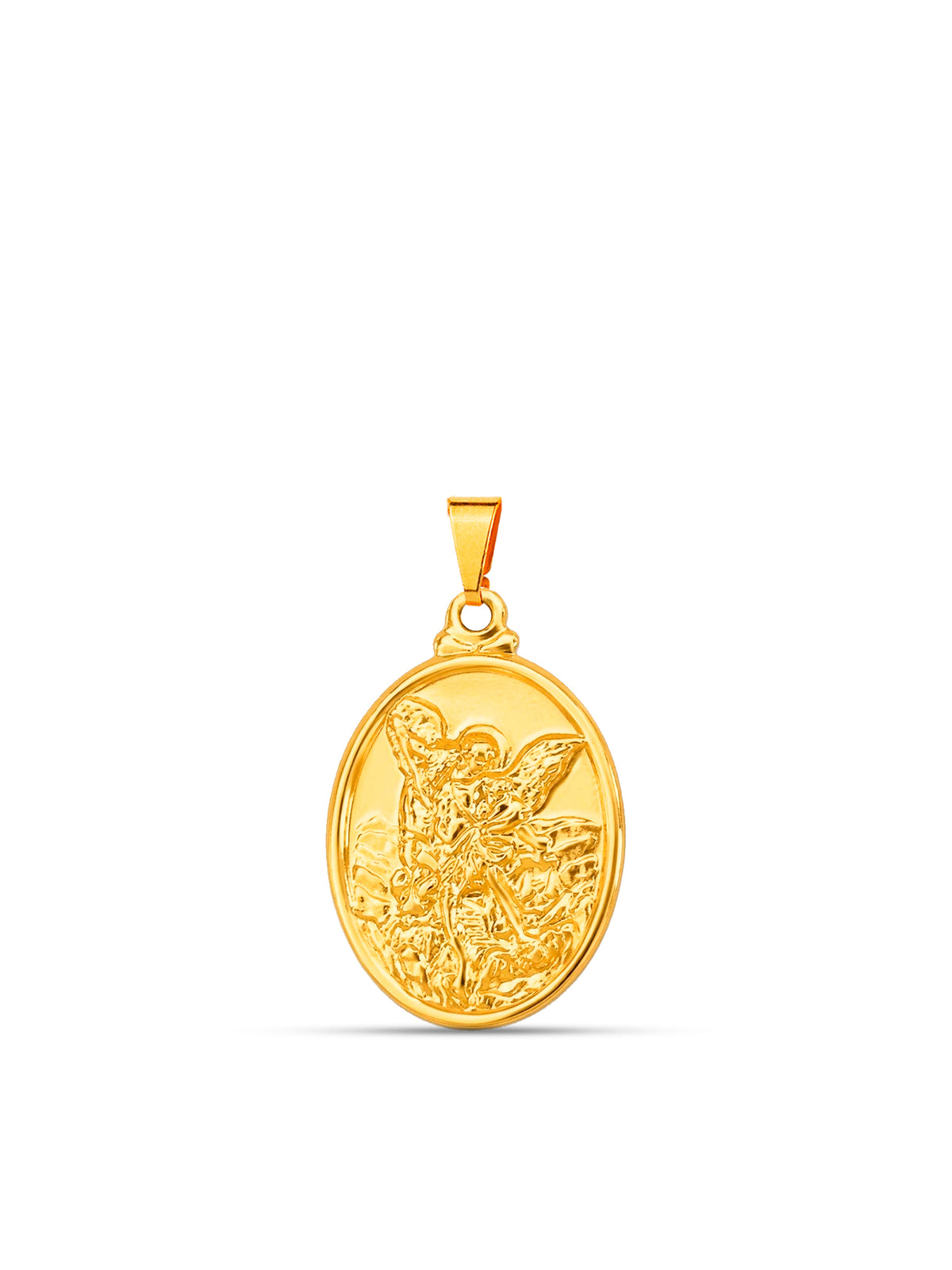 Pingente Medalha Oval São Miguel Arcanjo - banhado a ouro 18k